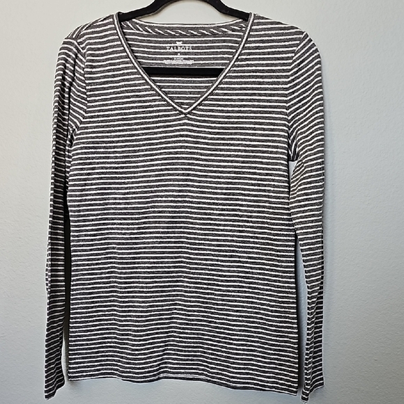 Talbots Casual Fall NWT medium striped V neck long sleeve top - Picture 1 of 5